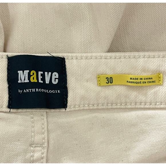 Anthropologie Maeve High Waist Wide-Leg Pants Ivory Size 30 Classic Casual - Picture 6 of 11